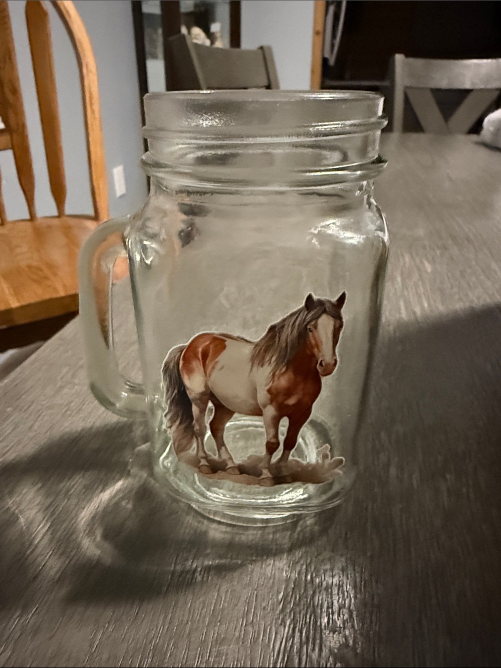 Glass Mason Jar with Horse Graphic - Clear